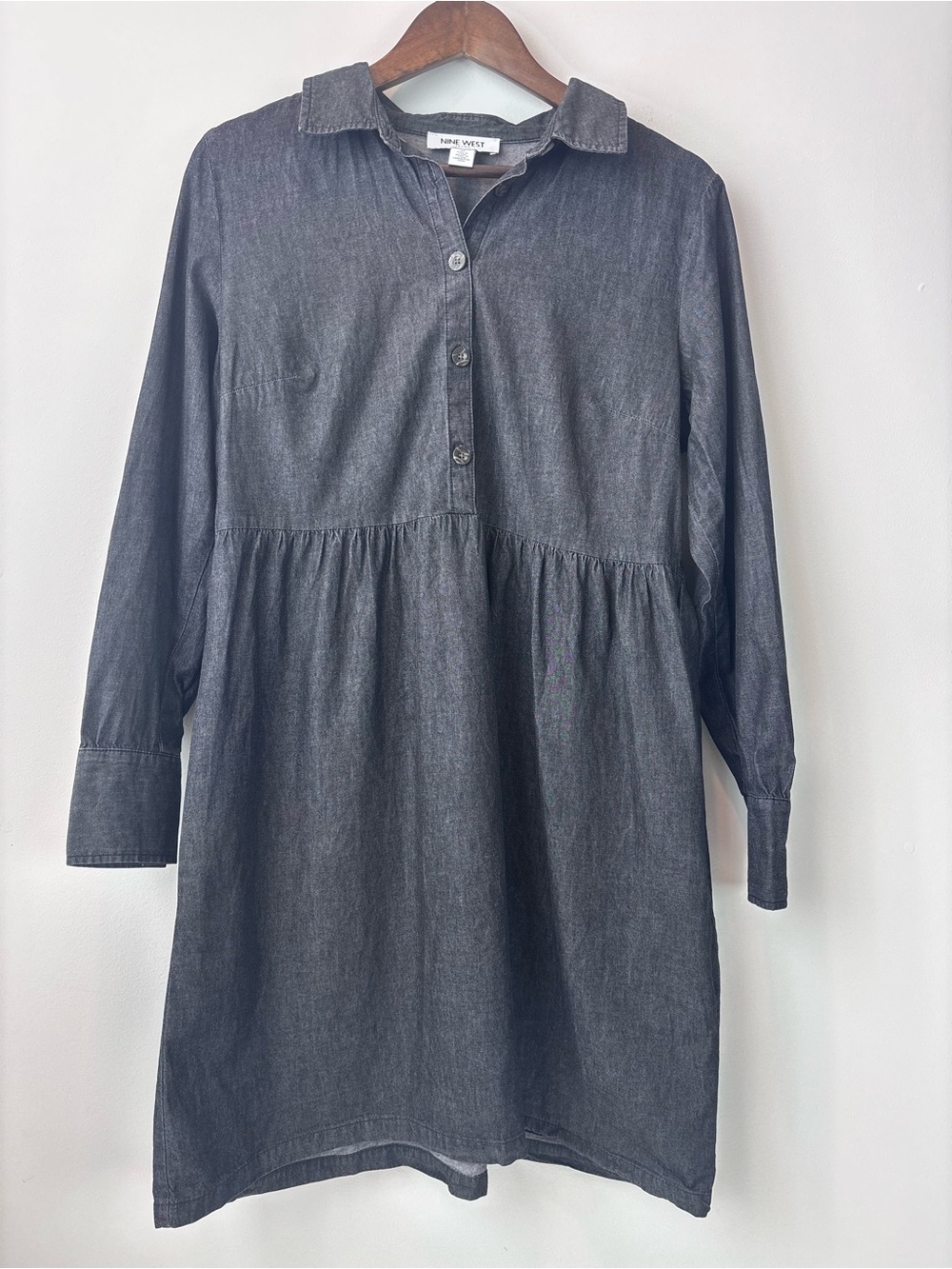 Nine West Jeans 100% Cotton Denim Chambray Shirt Dress – Size M